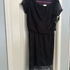 Tiana B black fringe dress Size 12 NWT
